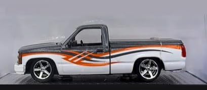 1992 Chevrolet C1500 SS 454 Pickup Truck Gray and White with Graphics Limited Edition to 9680 Pieces Worldwide 1/64 Diecast Model Car by M2 31500-MJS92