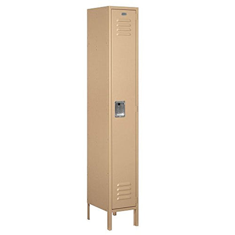 Salsbury Industries 61165TN-U Single Tier 12-Inch Wide 6-Feet High 15-Inch Deep Unassembled Standard Metal Locker, Tan Brown