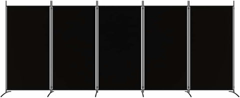 vidaXL vidaXL Room Divider, Folding Privacy Screen 5 Panel Room Divider, Freestanding Room Partition Wall Divider for Room Separation, Black Fabric