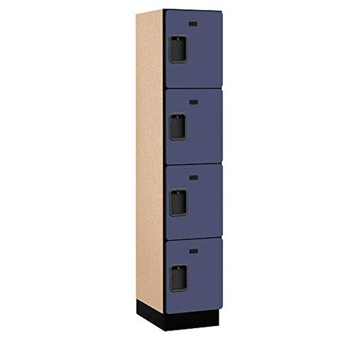 Salsbury Industries, 6-Feet High by 18-Inch Deep, Blue 4-Tier Extra Designer Wood Locker with One Wide Storage Unit