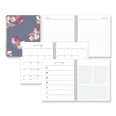 Life Note-It Leah Weekly/Monthly Notes Planner Floral Artwork 11 x 8.5 Gray/Pink/White Cover 12-Month (Jan to Dec): 2024