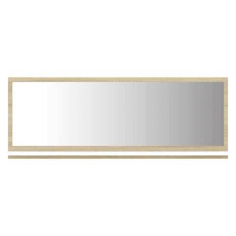 vidaXL Bathroom Mirror with Shelf in White and Sonoma Oak - Contemporary Mirror - Engineered Wood Construction - Easy Assembly - Durable and Stable - 39.4"x4.1"x14.6"