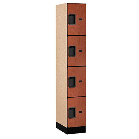 Salsbury Industries Four Tier Designer Wood Locker, Cherry, 6' 1" x 18"