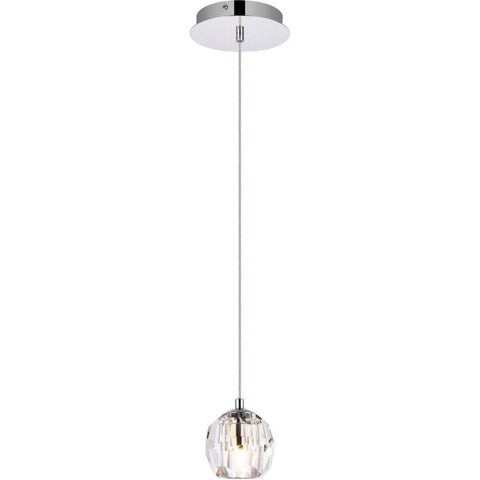 Elegant Lighting Adjustable Hanging Eren 1 Light Pendant for Living Room, Kitchen, Bedroom & Hallway, Chrome
