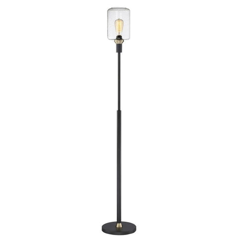 Lite Source Two Tone Floor LAMP, Black/AB/SEEDED Glass Shade, E27 V 60W LS-83112, 63.00x9.75x9.75