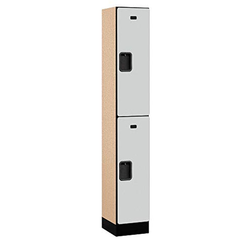 Salsbury Industries Double Tier Designer Wood Locker, Gray, 6' 1" x 15"