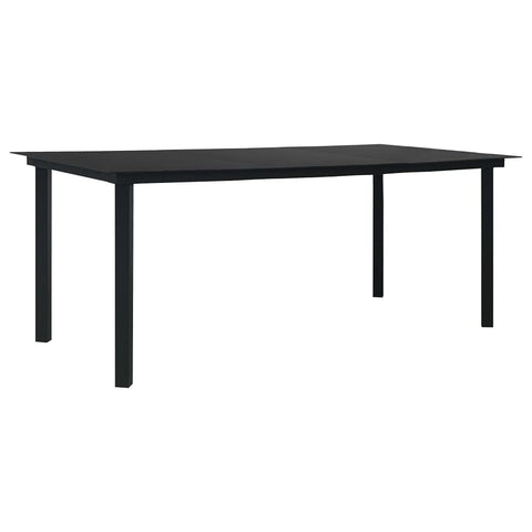vidaXL Rectangular Patio Dining Table â€“ Industrial-Style, Outdoor Furniture for Patio or Garden, Durable Powder-Coated Steel & Glass Top, Black â€“ 74.8"x35.4"x29.1â€
