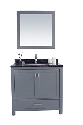 Wilson 36, Grey Cabinet Black Wood COUNTERTOP