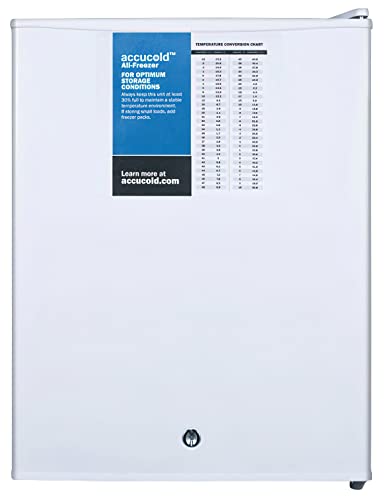 Accucold FS30LPRO 19-Inch Wide Compact All-Freezer - White; -20 Degree Capable; Factory Installed Probe Hole; Factory Installed Lock; RHD (Right Door Swing); CARB Compliant