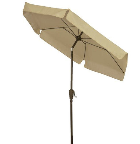 FiberBuilt Umbrellas Garden Umbrella with Push-Button Tilt, 7.5 Foot Beige Canopy and Champagne Bronze Pole