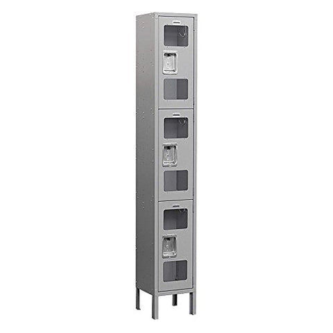 Salsbury Industries S-63162GY-U Triple Tier 12-Inch Wide 6-Feet High 12-Inch Deep Unassembled See Through Metal Locker, Gray
