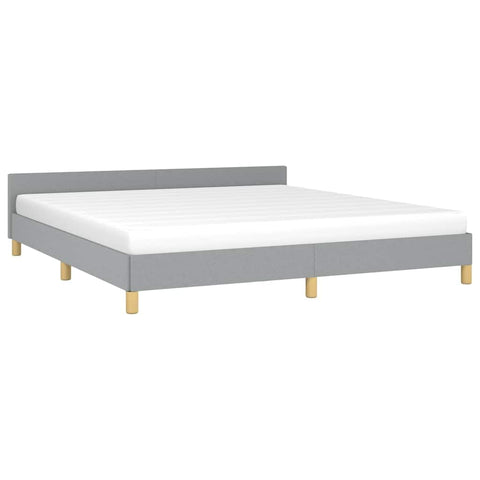vidaXL Fabric Bed Frame Platform Bed, Scandinavian Style/Slats Support/No Box Spring Needed/Without Mattress/Easy Assembly, Light Grey King Bed