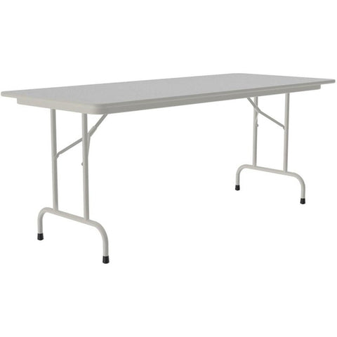 Correll 30"x96" Commercial Duty Small Folding Table, Gray Granite Melamine Top, 5/8" Thick Core, Made in USA, Portable, Strong Steel Apron(CF3096M-15)
