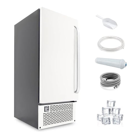 Oakestry Built-in or Freestanding Clear Ice Maker 50 lb Daily Ice Production, Stainless Steel Finish, Undercounter Ice Machine with Storage Bin, Reversible Door, Rapid Ice Making