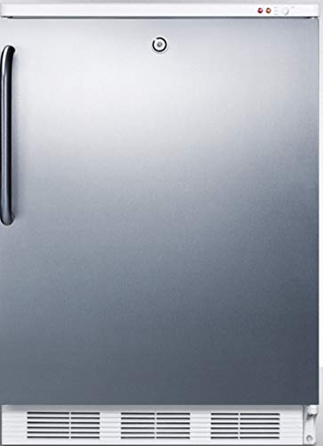 Summit Appliance VT65MLBISSTBADA ADA Compliant Built-in Medical All-Freezer Capable of -25ºC Operation with Front Lock, Wrapped Stainless Steel Door, Towel Bar Handle and White Cabinet