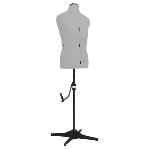 vidaXL Adjustable Dress Form, Dress Form Mannequin with Four-Footed Stand, Sewing Mannequin Body for Clothing Display, Male Gray Size 37-45