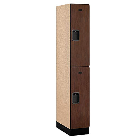 Salsbury Industries 2-Tier Designer Wood Locker with One Wide Storage Unit, 6-Feet High by 21-Inch Deep, Mahogany