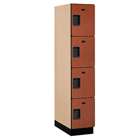 Salsbury Industries 4-Tier Extra Wide Designer Wood Locker with One Wide Storage Unit, 6-Feet High by 24-Inch Deep, Cherry