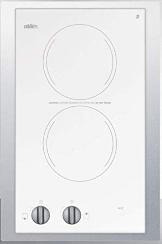 Summit 15" 2 Burner Electric Cooktop. 230 Volt Radiant Cooktop, ADA Compliant, White- CR2220WHTK15