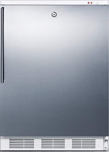Accucold VT65MLBISSHV Built-in Undercounter Medical All-Freezer Capable of -25ºC Operation with Front Lock, Wrapped Stainless Steel Door, Thin Handle and White Cabinet