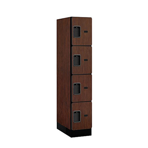 Salsbury Industries Four Tier Designer Wood Locker, Mahogany, 5' 1" x 21"