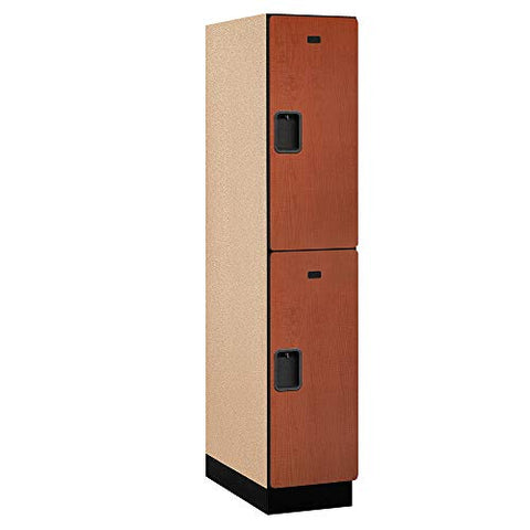 Salsbury Industries 2-Tier Extra Wide Designer Wood Locker with One Wide Storage Unit, 6-Feet High by 24-Inch Deep, Cherry