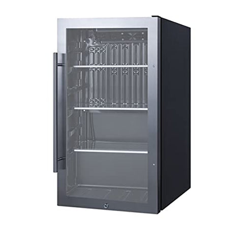 Summit 19” Beverage Center, 3.13 cu.ft. Capacity, Shallow Depth, Outdoor Refrigerator, Stainless Steel & Glass- SPR488BOS