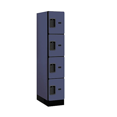 Salsbury Industries Four Tier Designer Wood Locker, Blue, 5' 1" x 21"
