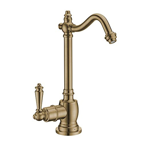 Whitehaus WHFH-H1006-AB Forever Hot Point of Use Instant Water Faucet with Traditional Spout and Self Closing Handle, Antique Brass
