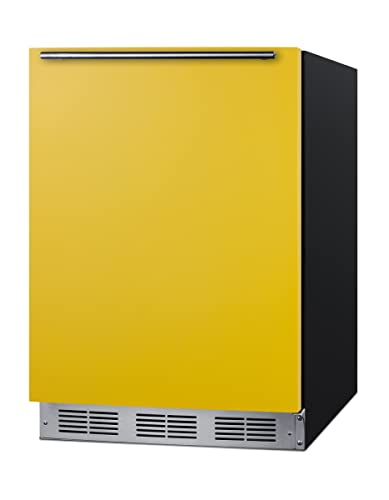 Summit Appliance BAR631BKY 24" Wide All-Refrigerator, Saffron Gold Door, Professional Handle, Hidden Evaporator, Automatic Defrost, Adjustable Thermostat, Interior Light