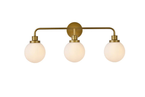 Elegant Lighting Living District Hanson 3-Light Metal Bath Sconce in Brass and Frosted