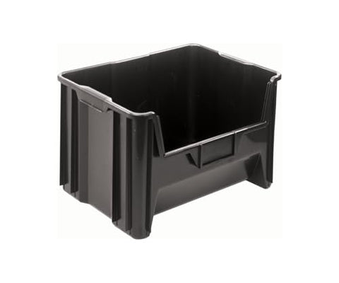 Quantum Storage Systems QGH700BR Giant Stack Recycled Plastic Multipurpose Part Organizer Black Bins 16" L x 20" W x 13" H 3 Pack