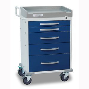 DETECTO Rescue Series Anesthesiology Medical Cart 5 Blue Drawers