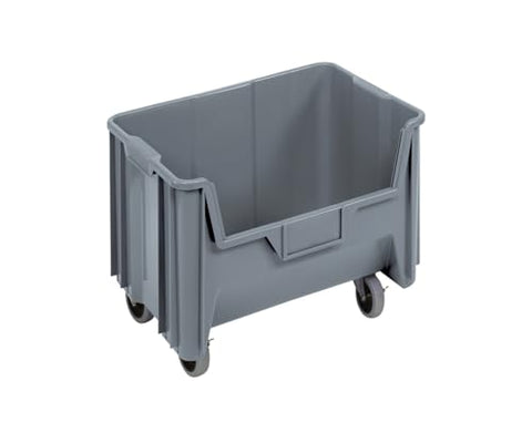 Aviditi BING122AVI Mobile Giant Stackable Plastic Storage Shelf Bins, 19-7/8" x 15-1/4" x 12 7/16", Gray, Pack of 3, for Organizing Homes, Offices, Garages and Classrooms, Grey