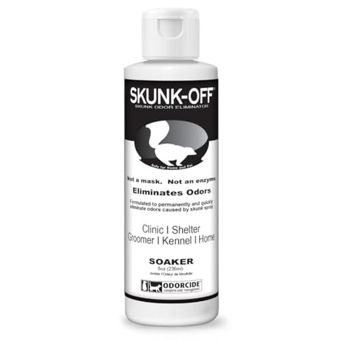 Odorcide Skunk Off Pet Odor Eliminator Soaker Bottle - Ready to Use Skunk Odor Remover for Dogs Cats Home Car Clothes & More – Skunk Odor Eliminator Pet Cleaner w/Non-Enzymatic Formula Safe for Pets 8oz