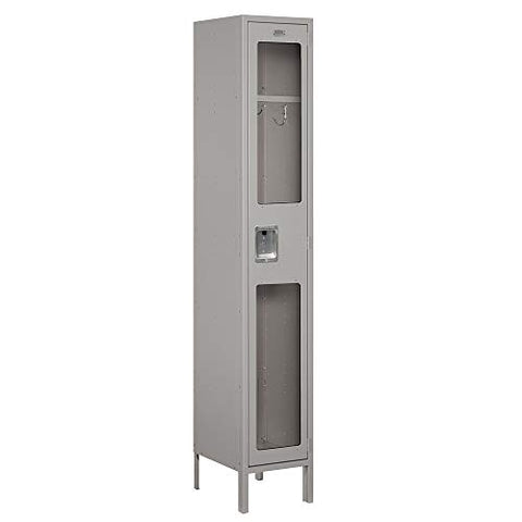 Salsbury Industries S-51165GY-U 15" Single Tier, 1 Wide x 6 Feet High x 15 Inches Deep, Unassembled See-Through Metal Locker, Gray