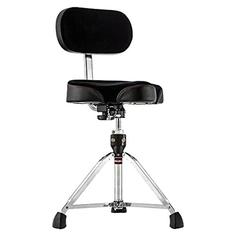Gibraltar Drum Throne with Adjustable Height Motorcycle Seat & Backrest, Double-Braced Drum Stool, Comfortable Supportive Cushion for Drummers, Studio or Stage Use (9608MB)