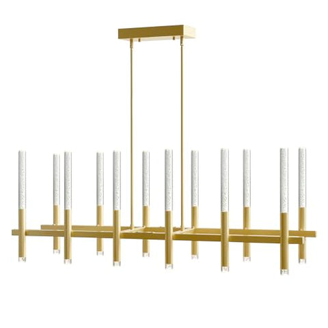 CWI Lighting Dragonswatch 48'' Satin Gold Chandelier for Dining Room, Living Room, or Foyer – Integrated LED Modern Light Fixture, BACL Certified, 3-Year Warranty