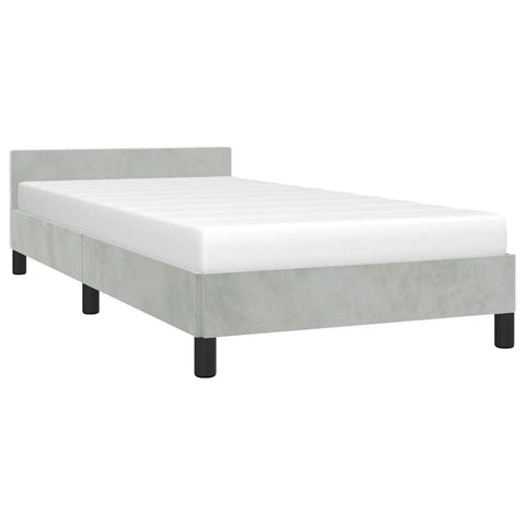 vidaXL Velvet Bed Frame Platform Bed, Scandinavian Style/Slats Support/No Box Spring Needed/Without Mattress/Easy Assembly, Light Grey Twin Bed