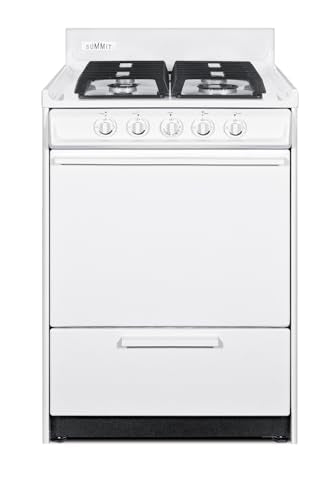 Summit 24" Gas Range, Natural Gas Range, 2.92 cu.ft Oven, 4 Burners, White- WTM6107IS