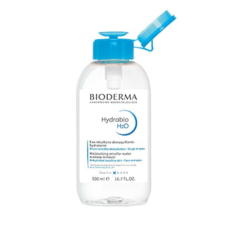 Bioderma Hydrabio H2O Micellar Water Pump, Cleansing and Makeup Removing Gentle Face Cleanser for Dehydrated Sensitive Skin, 16.9 Fl Oz