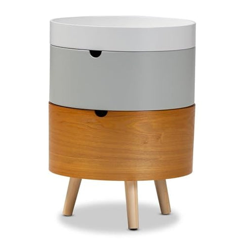 Baxton Studio Elison Mid-Century Modern Multi Color 3-Tier Wood Nightstand