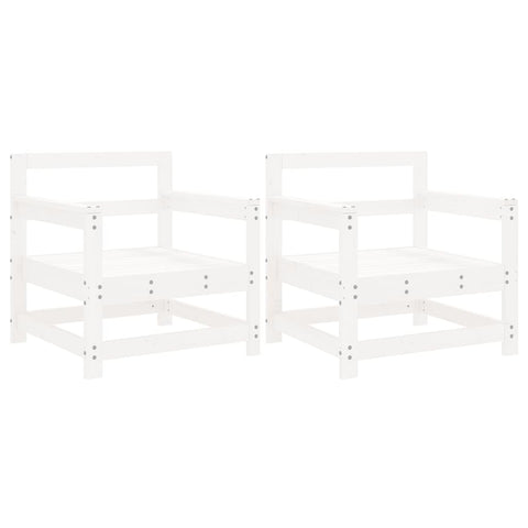 vidaXL Patio Chairs Outdoor Couch Sectional Sofa 2 pcs - White Pine Wood - Garden, Patio, Terrace Furniture - Modular, Comfortable Seating - 27.6"x24.4"x27.8"