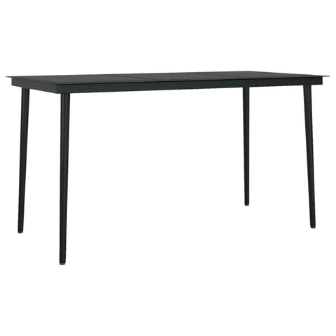 vidaXL Outdoor Steel and Glass Dining Table - Versatile Patio Furniture in Black, Ideal for Garden, Balcony, Perfect for Entertainment and Meals