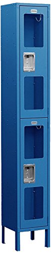 12 Wide Double Tier See-Through Metal Locker - 1 Wide - 6 Feet High - 18 Inches Deep - Blue - Unassembled