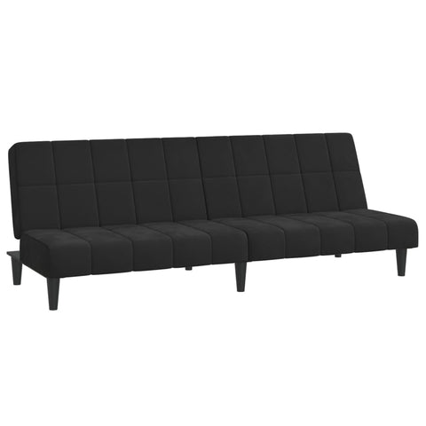 vidaXL Black Velvet 2-Seater Sleeper Loveseat - Convertible Sofa Bed with Wooden Frame for Living Room, Dorm, Studio