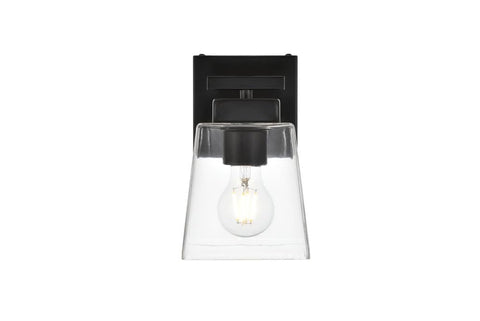 Living District Merrick 1-Light Iron & Glass Bath Sconce in Black/Clear