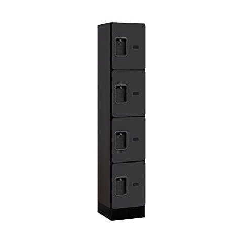 Salsbury Industries Four Tier Designer Wood Locker, Black, 5' 1" x 15"