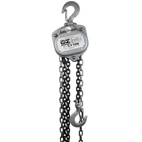 OZ Lifting Heavy Duty Economy Manual Chain Hoist, 1/2 Ton Cap. 10' Lift
