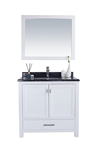 Wilson 36, White Cabinet Black Wood COUNTERTOP